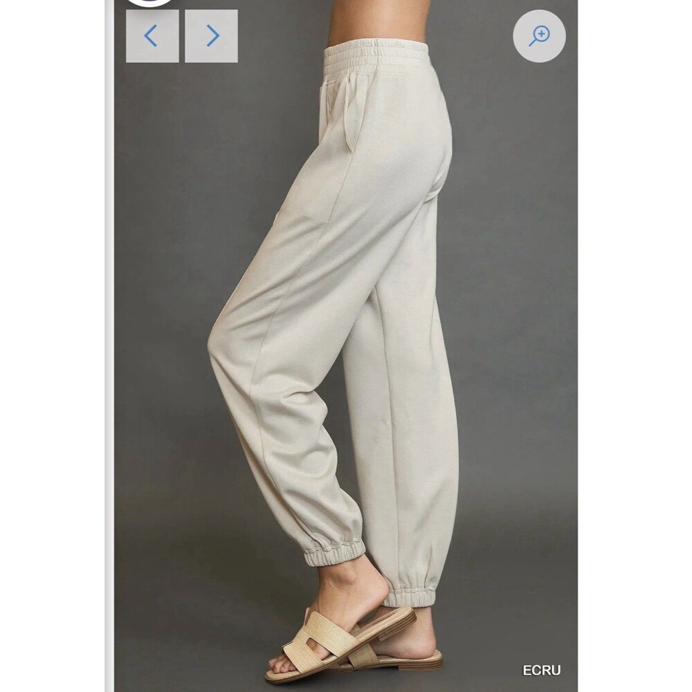 NWOT Umgee Large Buttersoft Daydream Drift Cream Jogger Pants Drawstring Luxury